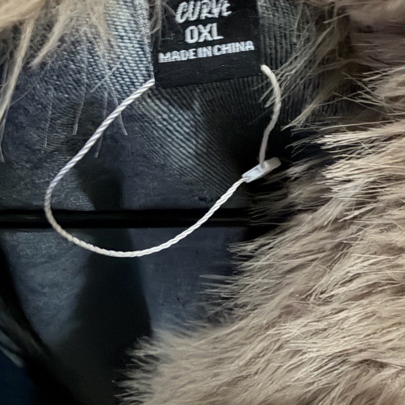 DENIM FAUX FUR COAT - Picture 2 of 3